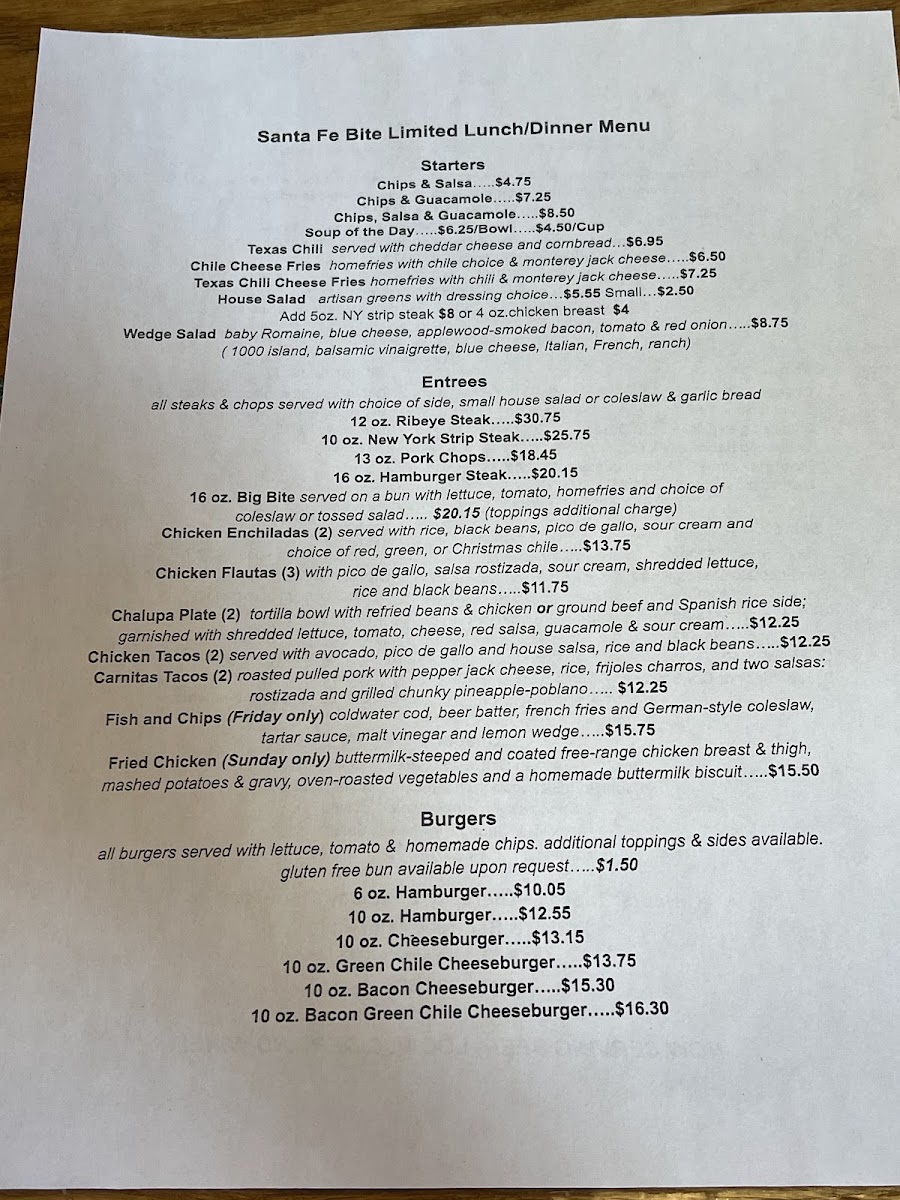 Menu - Santa Fe Bite photo 3
